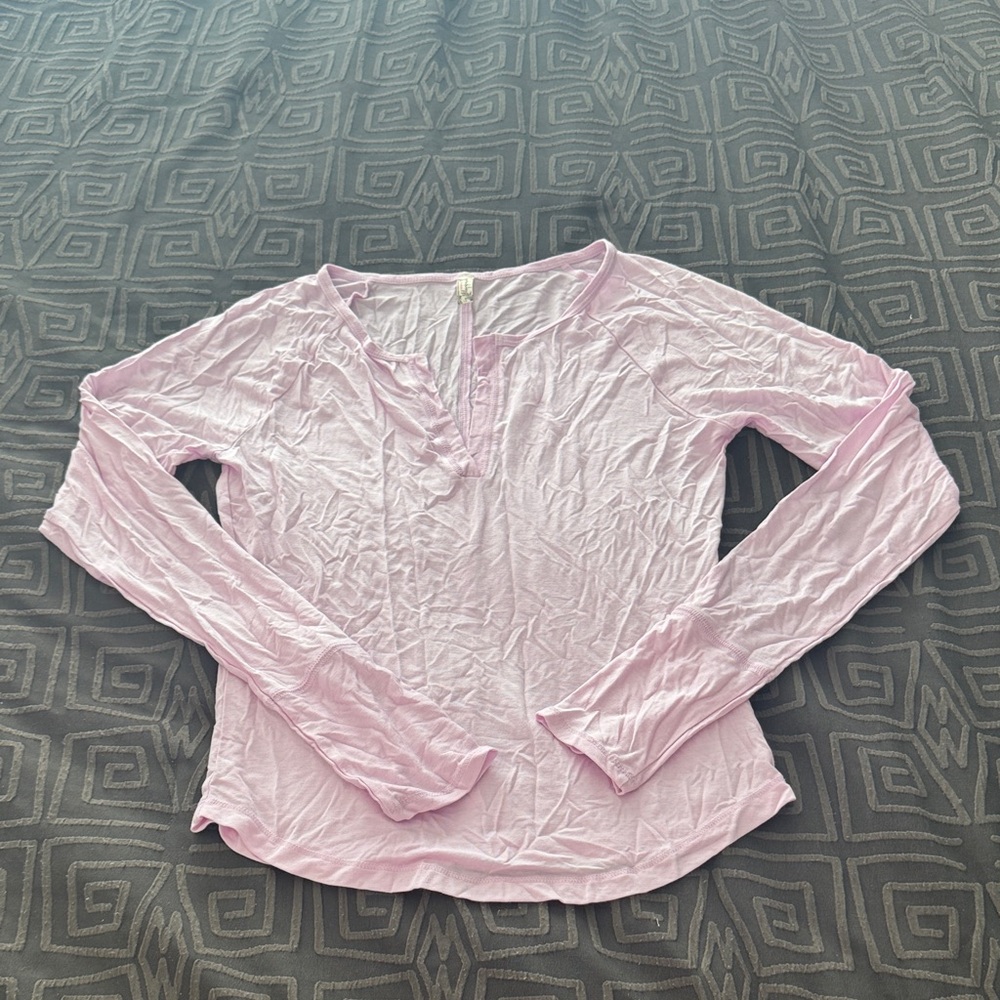 Free People Light Pink Long Sleeve Blouse